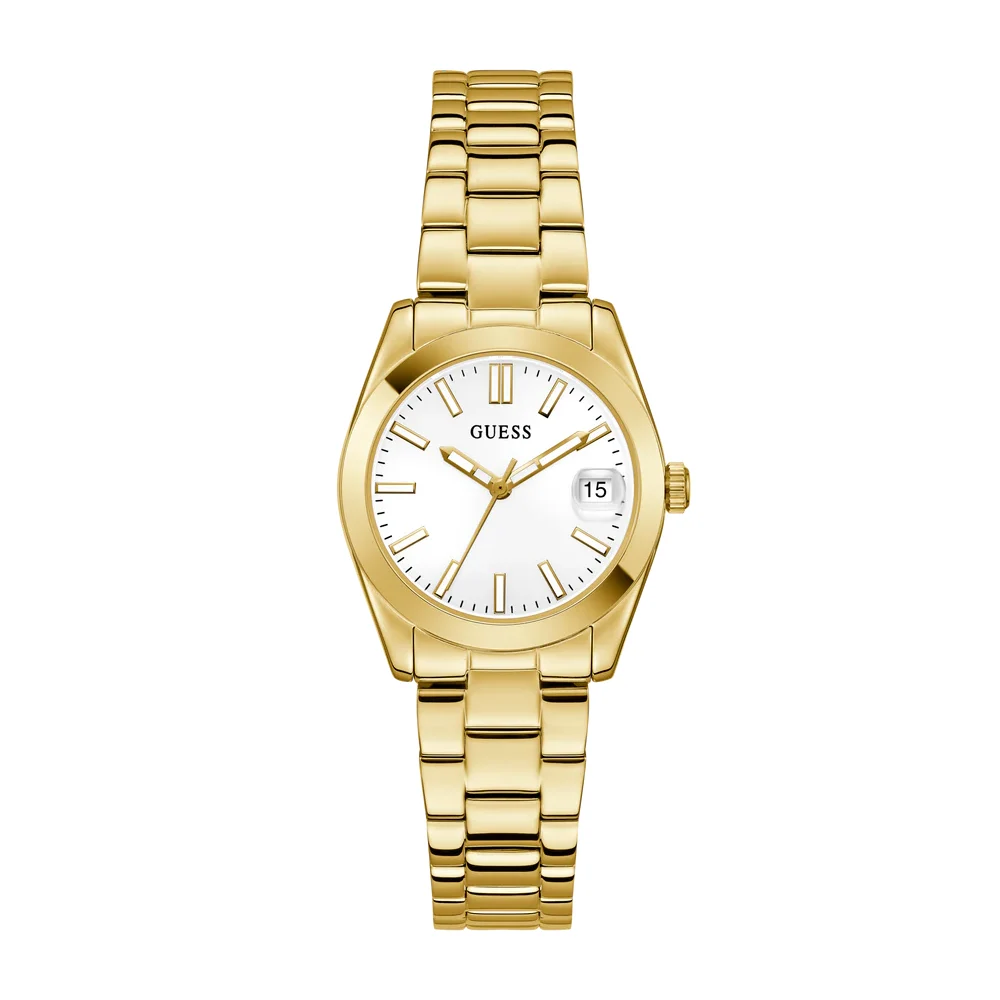Guess Womens White Dial Date Watch with 32mm Gold-Tone Stainless Steel Case and Bracelet, Quartz Movement - GW0934L2 - Image 3