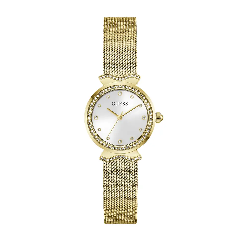 Guess Womens White Dial Watch with 28mm Gold-Tone Stainless Steel Case and Bracelet, Quartz Movement and 30M Water Resistance - GW0866L2 - Image 2
