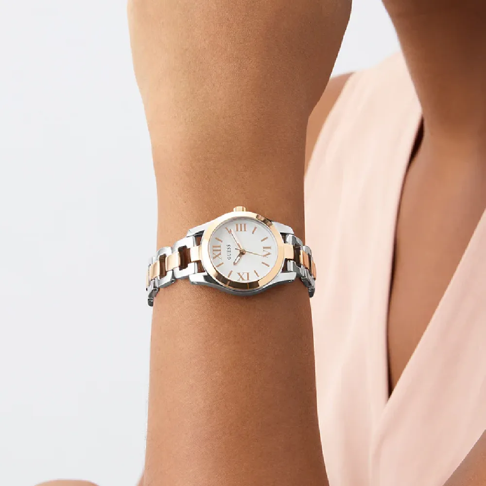 Guess Womens White Dial Watch with 28mm Two-Tone Stainless Steel Case and Bracelet, Quartz Movement and 30M Water Resistance - GW0927L5 - Image 7
