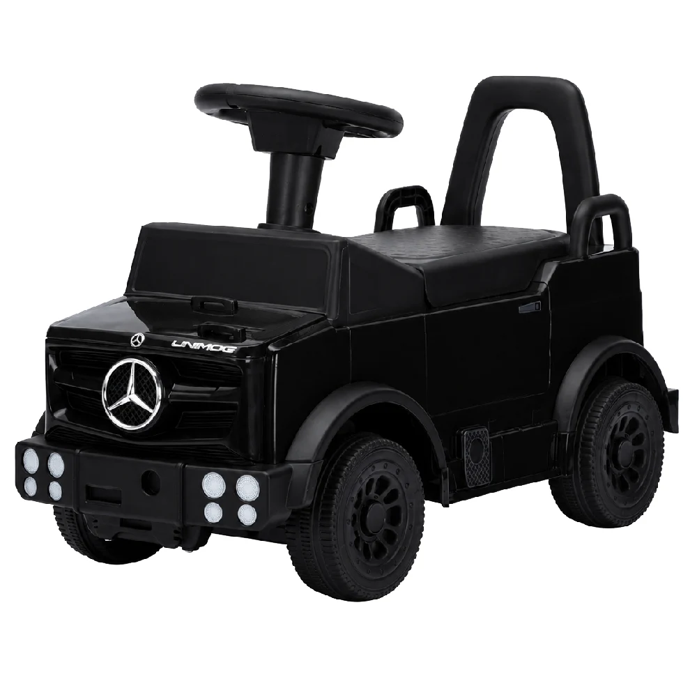 Lovely Baby LBP677  Mercedes Push Ride-On Car - Steering Wheel with Storage, Anti-Rollover Stopper, Non-Scuffing Wheels, Black - LBP677-BK