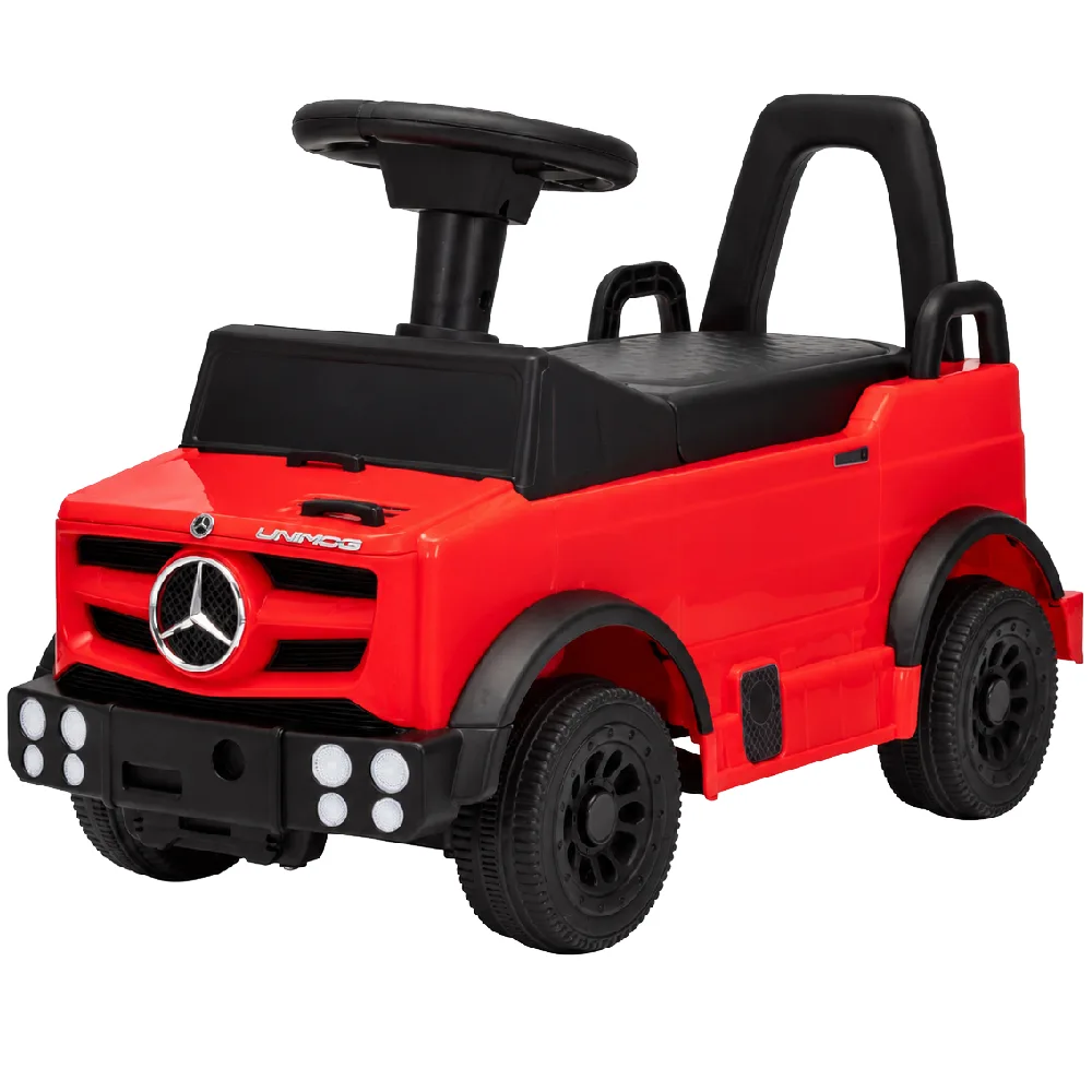 Lovely Baby LBP677  Mercedes Push Ride-On Car - Steering Wheel with Storage, Anti-Rollover Stopper, Non-Scuffing Wheels, Red - LBP677-RD