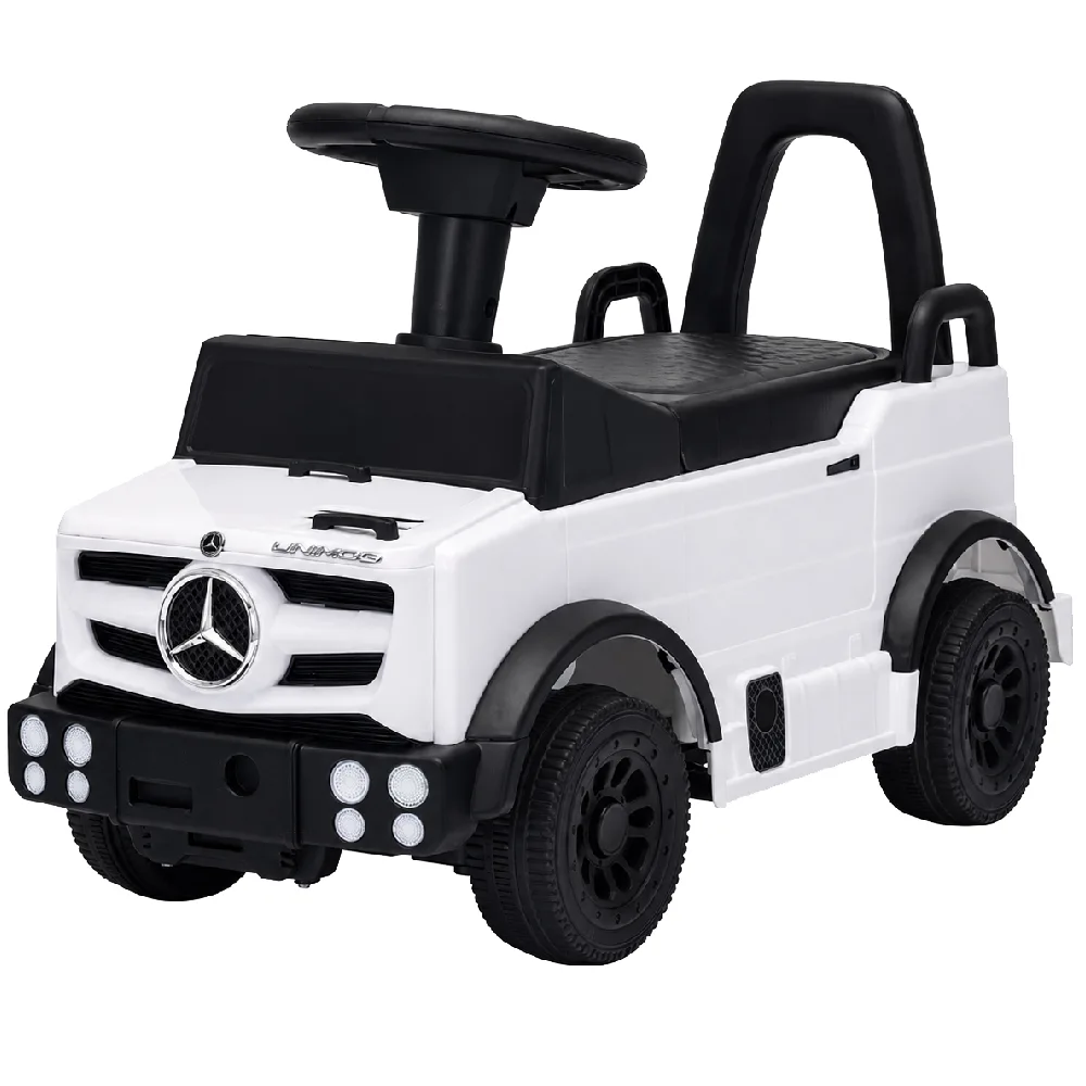 Lovely Baby LBP677  Mercedes Push Ride-On Car - Steering Wheel with Storage, Anti-Rollover Stopper, Non-Scuffing Wheels, White - LBP677-WT