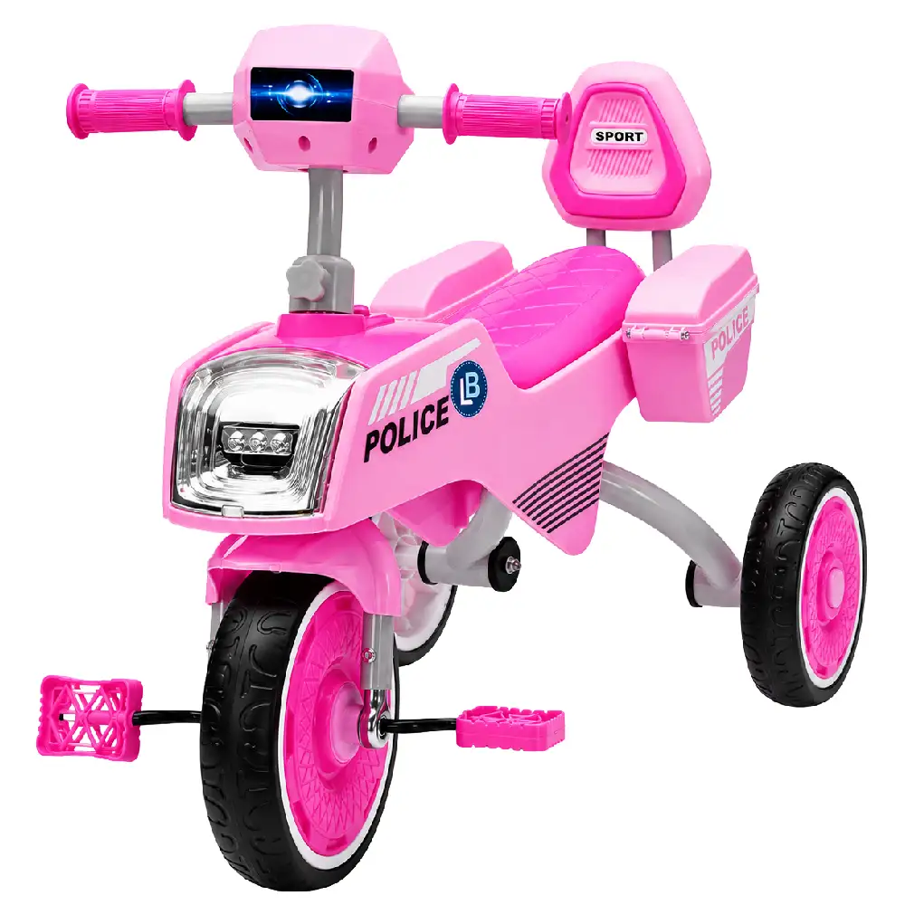 Lovely Baby LBR744 Kids Tricycle with Music and Lights - EVA Wheels, Side Basket, Steel Frame, Comfortable Seat, Pink - LBR744-PK