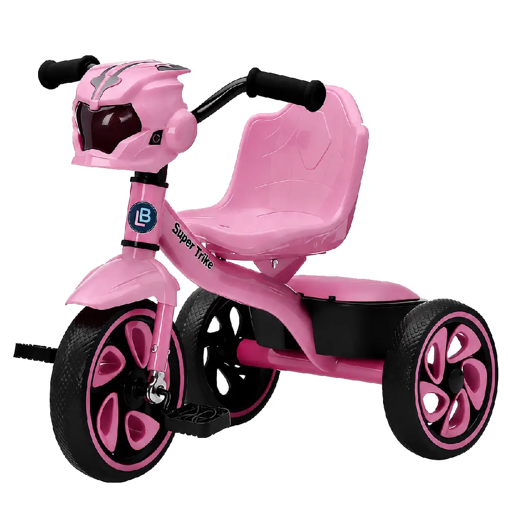 Lovely Baby LBR772 Kids Tricycle with Music and LED Lights - EVA Wheels, Steel Frame, Rear Basket, Comfortable Seat, Pink - LBR772-PK