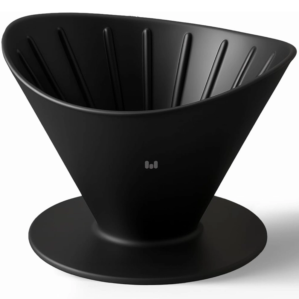 Macnoa MacDrip Aeris Ceramic Pour Over Coffee Dripper - V Shaped, Size 2 Filter Compatible, 1-4 Cups, Premium Black - MD-25MAES-BK