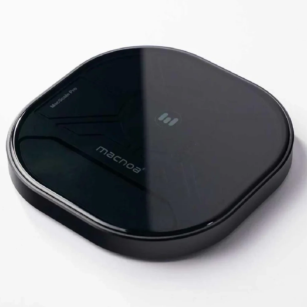 Macnoa MacScale Pro Smart Coffee Scale - 2000g Capacity, 0.1g Accuracy, Espresso Pour Over Modes, Auto Timer, Flow Rate Tracking, USB-C - MS-26-PR01-BK