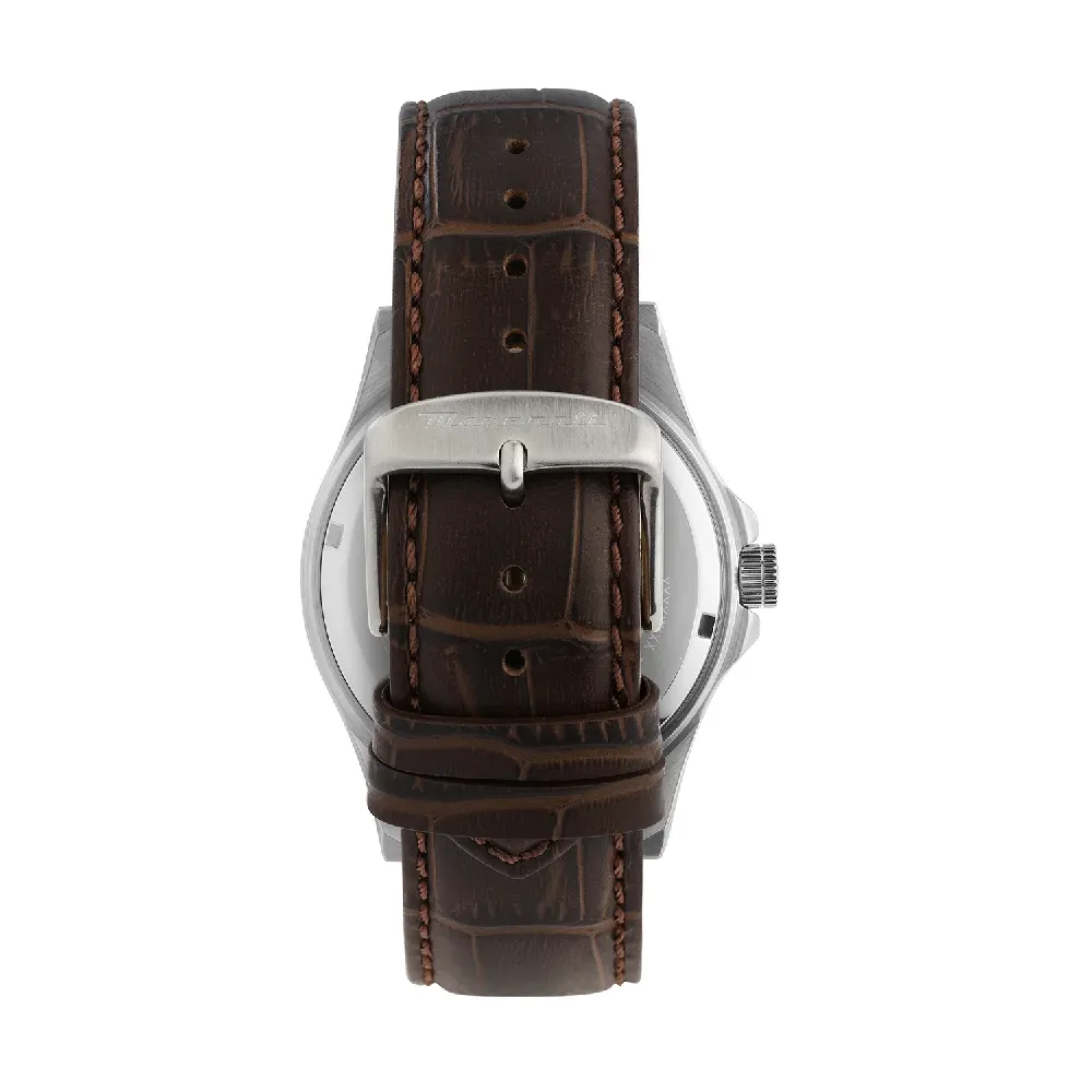Maserati Competizione Mens Analog Watch with Blue Sunray Dial, 43mm Stainless Steel Case, Brown Leather Strap, Date Display and 100M Water Resistance - R8851100004 - Image 3
