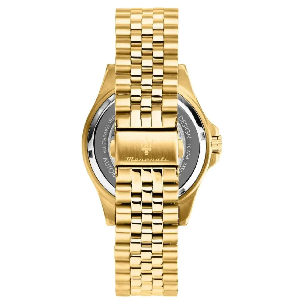 Maserati Mens Automatic Watch Set with Black Dial, 44mm Gold-Tone Stainless Steel Case and Bracelet, 100M Water Resistance - R8823140012-SET - Image 3