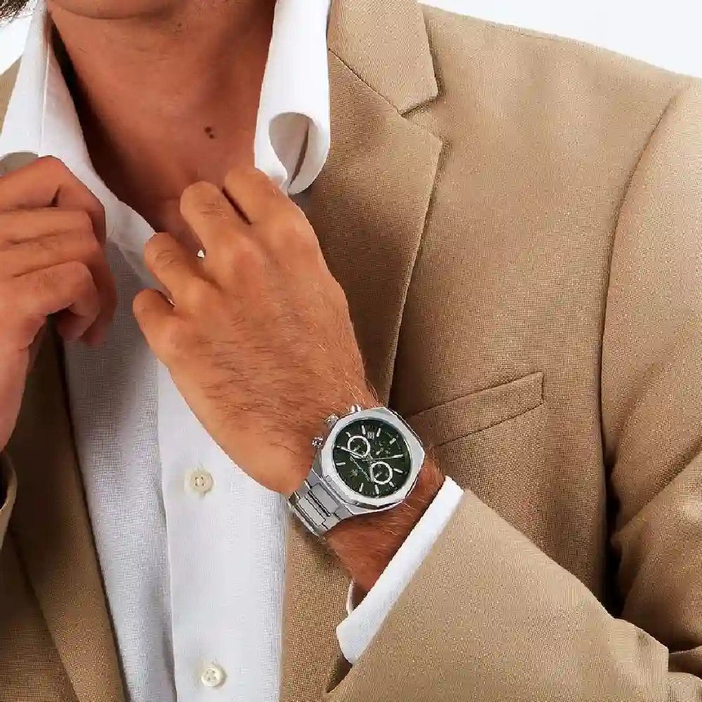 Maserati Stile Mens Chronograph Watch with Green Guilloche Dial, 45mm Stainless Steel Case and Bracelet, Date Display and Quartz Movement - R8873642011 - Image 6