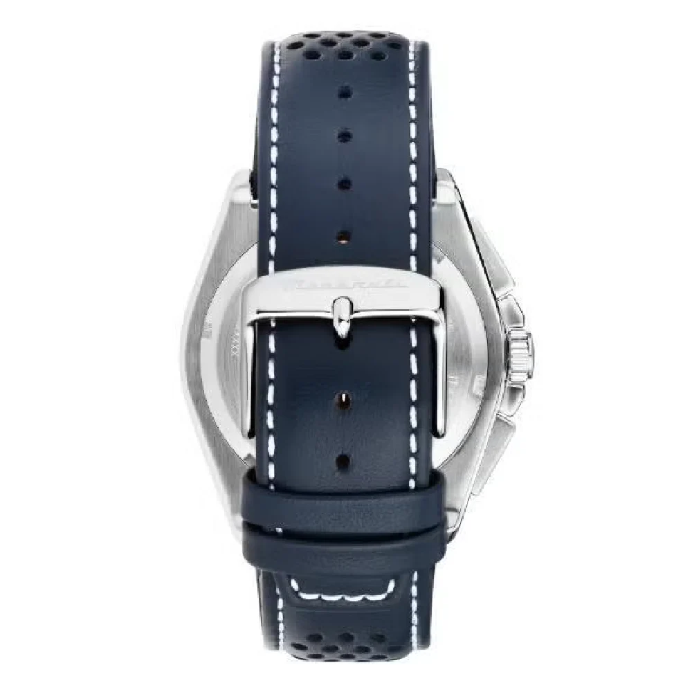 Maserati Velocita Mens Chronograph Watch with Blue Multi-Finishing Dial, 43mm Case, Blue Leather Strap, Quartz Movement and 100M Water Resistance - R8871652001 - Image 3