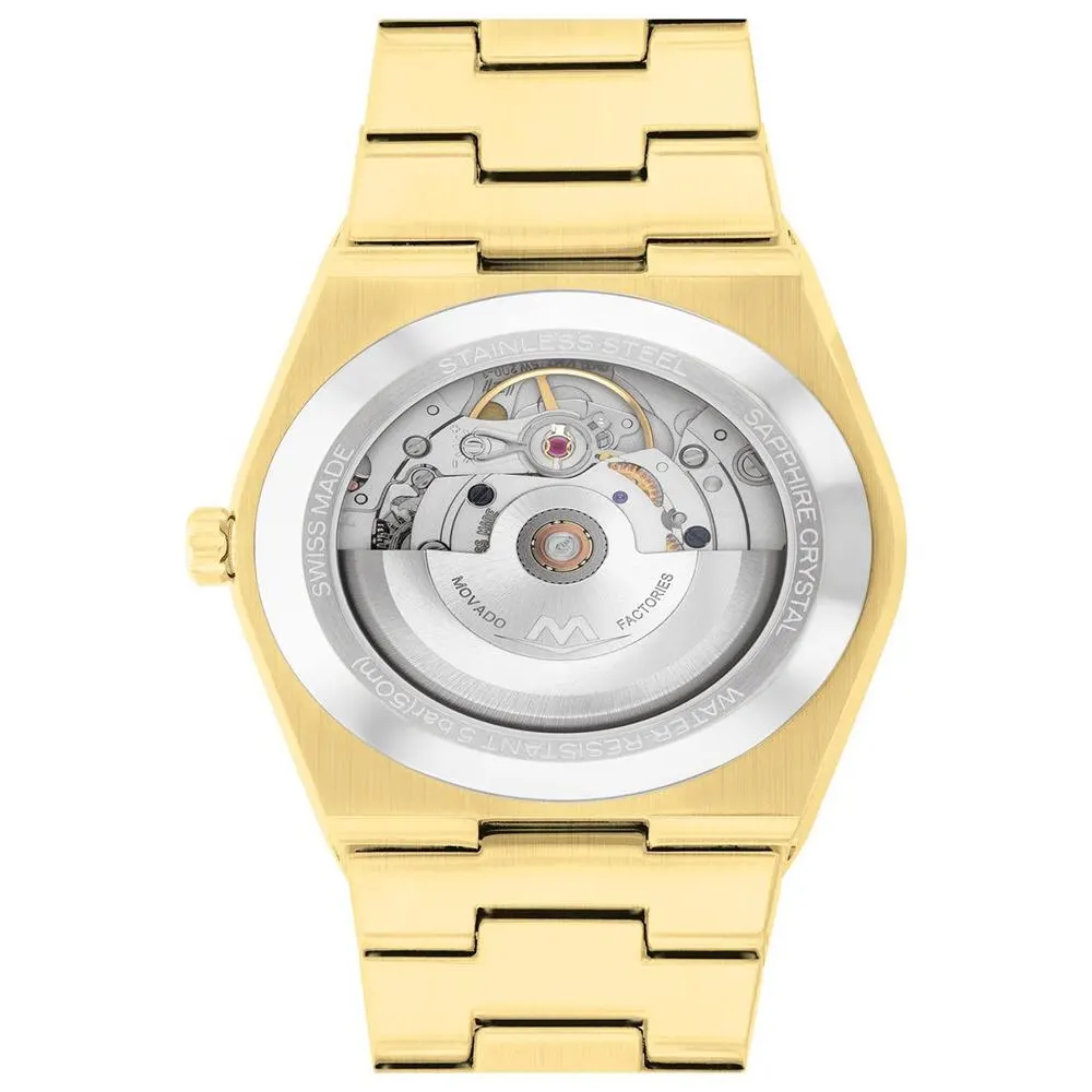 Movado Bold Mens Automatic Analog Watch with White Dial, 39mm Stainless Steel Case, Gold Stainless Steel Bracelet and Sapphire Crystal - 3600943 - Image 3