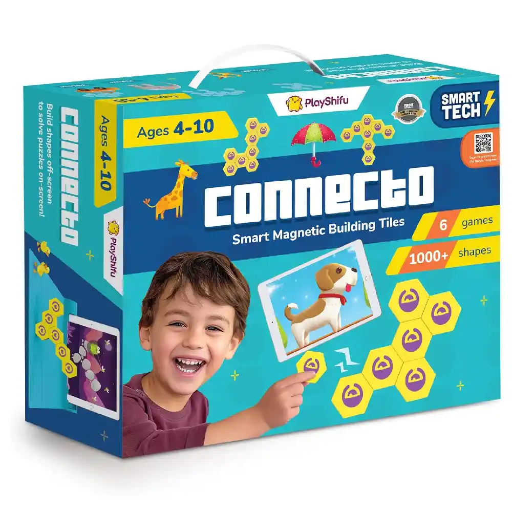 PlayShifu Plugo Link AR Powered STEM Learning Kit with Magnetic Building Tiles, 5 Games and 250+ Levels for Kids Ages 5-10