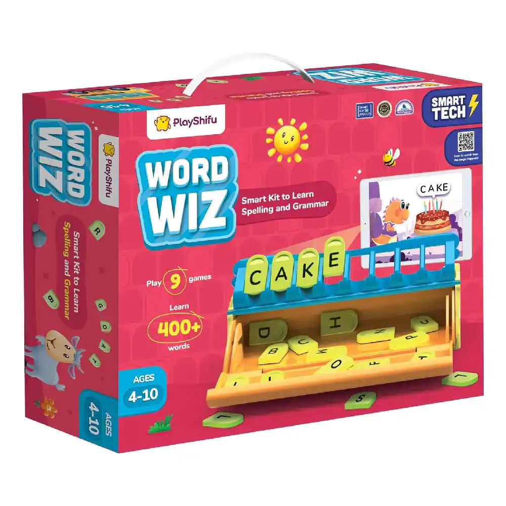 PlayShifu Word Wiz Educational Word Game with 9 Learning Games, 48 Alphabet Tiles and Interactive Phonics & Spelling Activities for Kids Ages 4-8