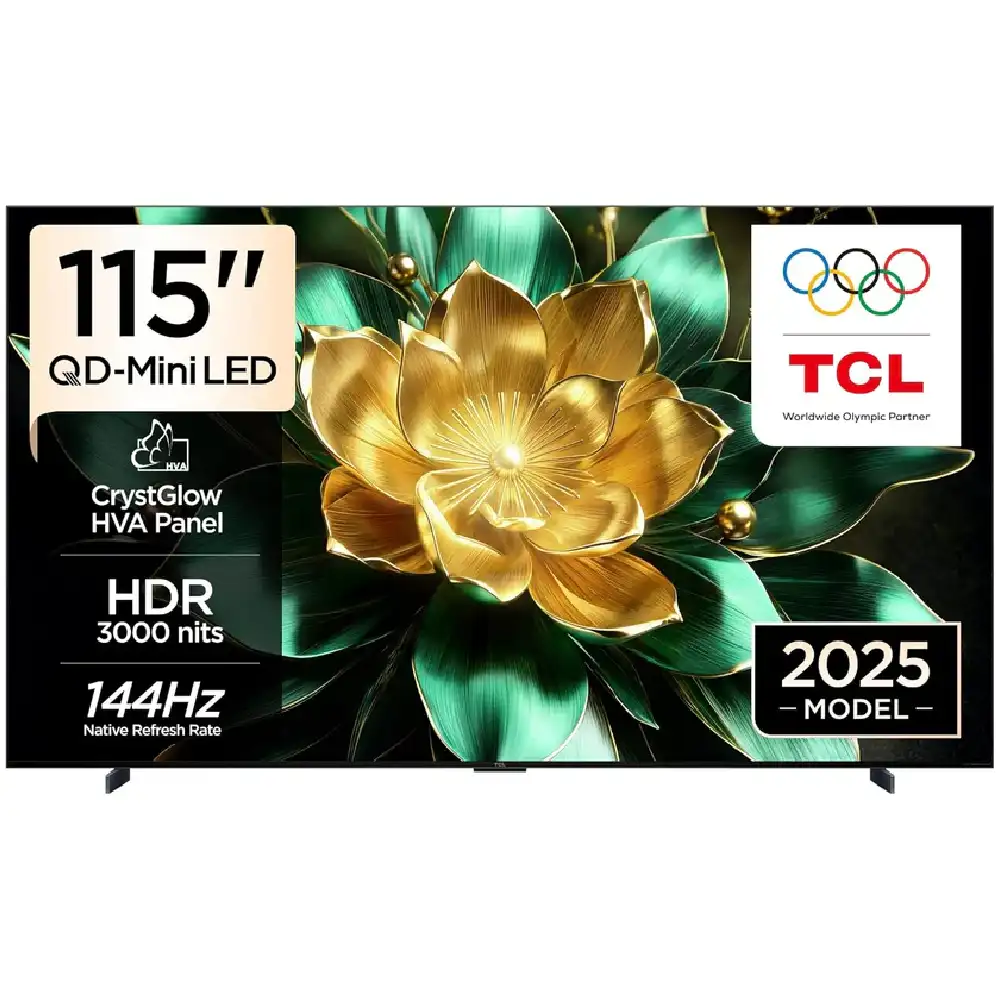 TCL C7K 115 Inch Premium QD-Mini LED 4K TV - 2880 Dimming Zones, 3000nits HDR, 144Hz, ONKYO 4.2.2 Sound, HVA Panel