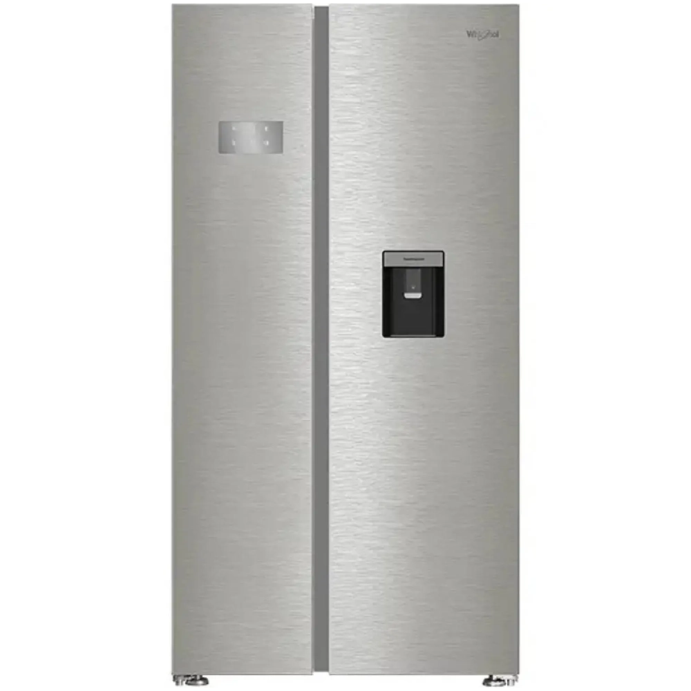 Whirlpool 554L Side By Side No Frost Refrigerator - Quick Freeze, LED Display, Touch Controls, Pearl Steel - WSBF 916634 XME