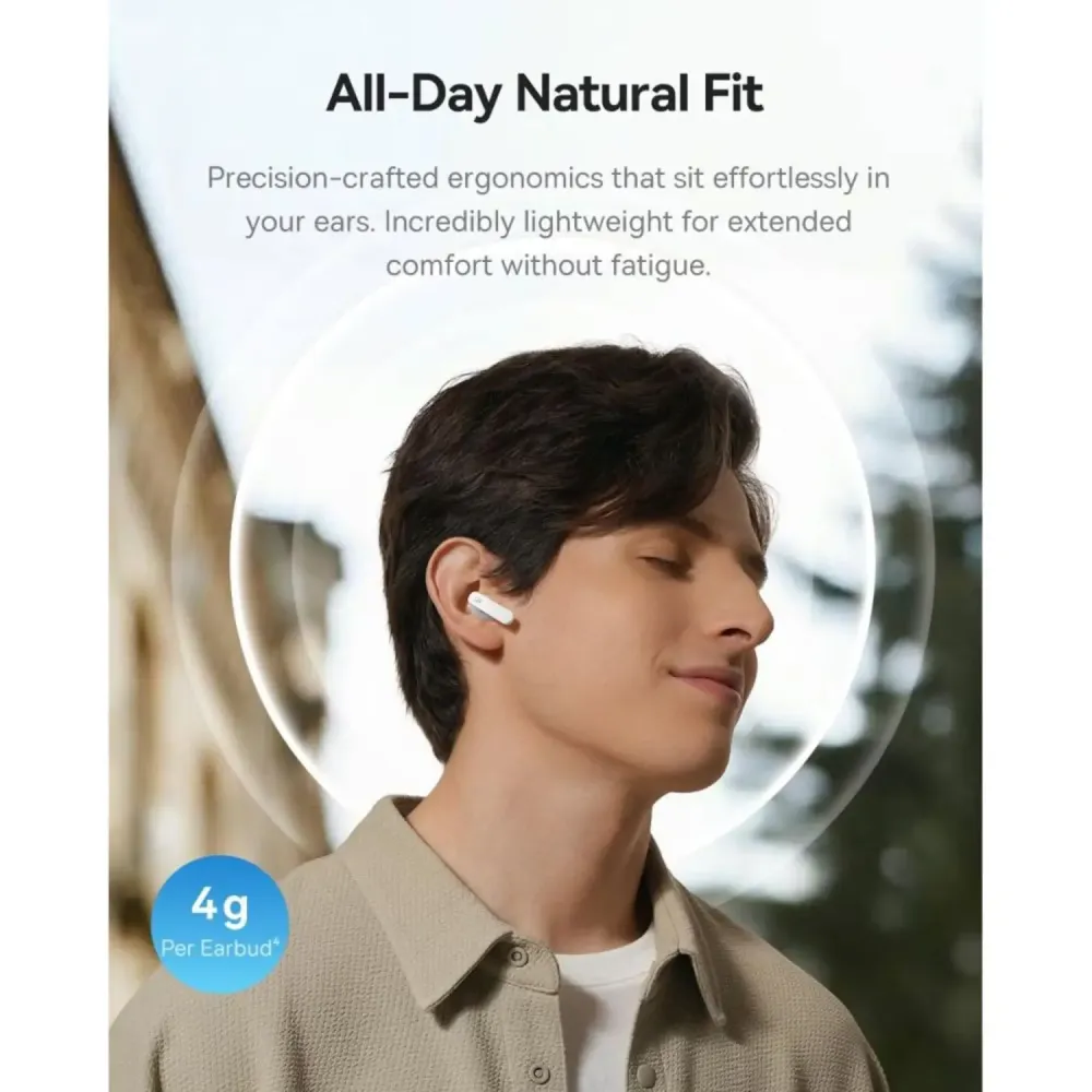 Baseus Bass BS1 NC Semi-in-Ear True Wireless Earbuds Moon White BA.A0010103.WT - Image 5