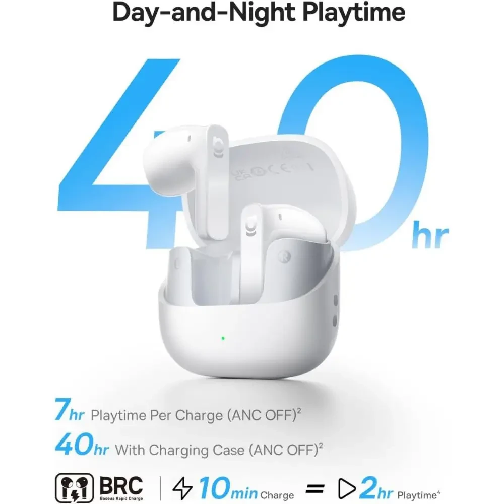 Baseus Bass BS1 NC Semi-in-Ear True Wireless Earbuds Moon White BA.A0010103.WT - Image 6