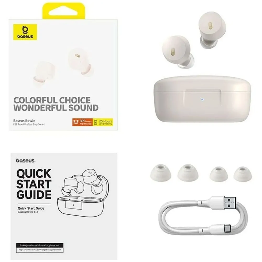 Baseus Bowie E18 True Wireless Earphones Stellar White BA.A00023800223-00.WT - Image 9