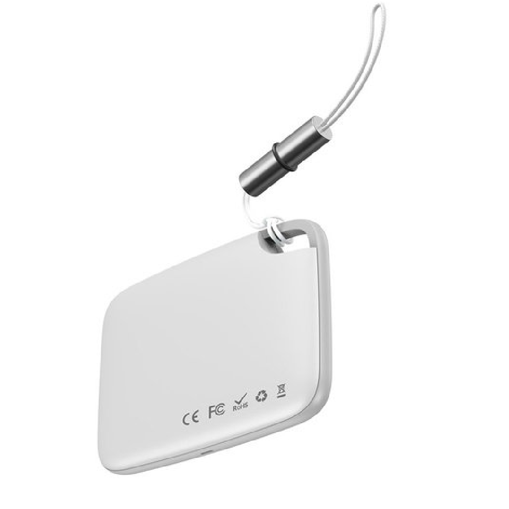 Baseus Intelligent T2 Ropetype Anti-Loss Device with App-Controlled Tracking, Last Location History, and Durable Lanyard for Keys, Bags, and More (White) - BA.ZLFDQT2-02.WT
