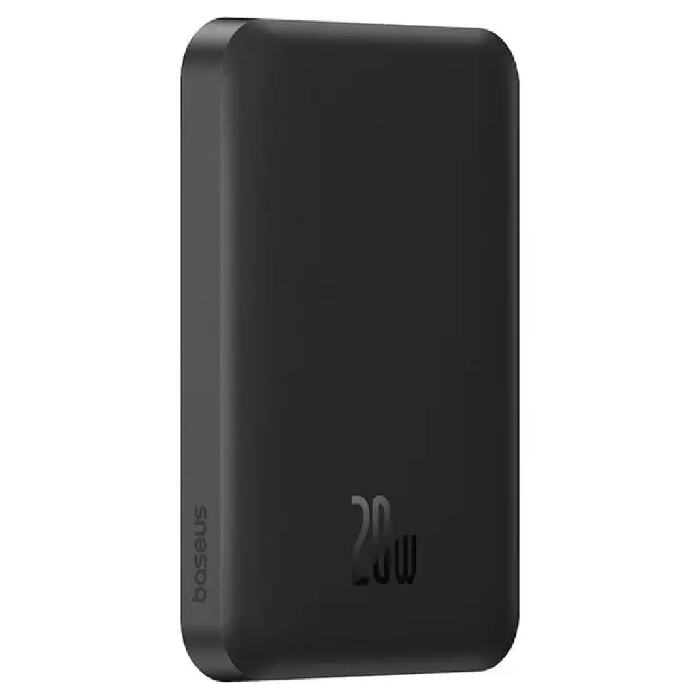 Baseus Magnetic Mini 5000mAh 20W Wireless Fast Charge Power Bank with Magnetic Attachment, Lightweight Design, and Included USB-C Cable (Black) - BA.P10022107113-00.BK