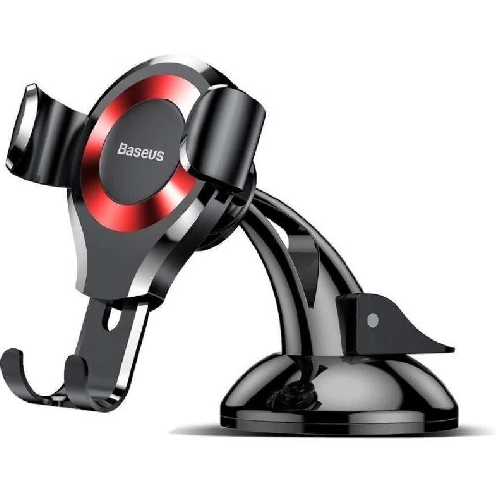 Baseus Osculum Gravity Car Mount with One-Handed Placement and Removal, Silicone Padding, and Universal Compatibility for Phone 4 to 6.5 Inches (Black and Red) - BA.SUYL-XP09.BK