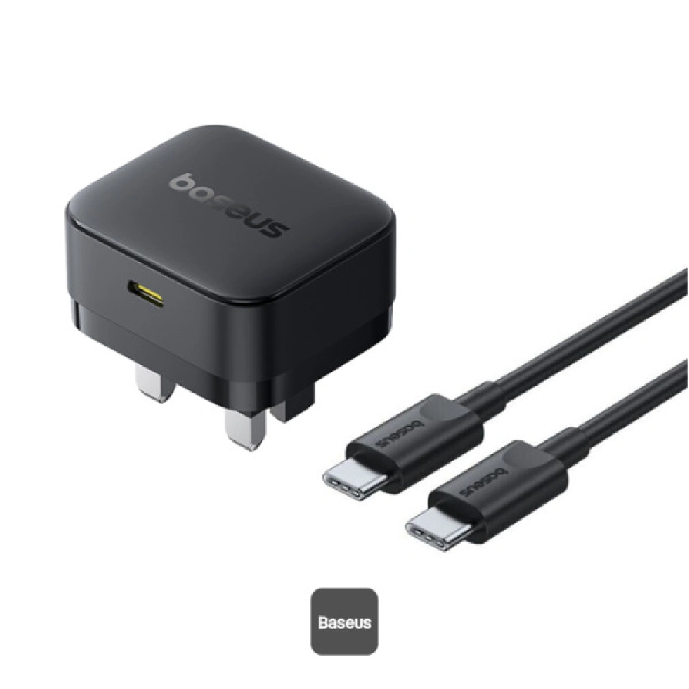 Baseus Palm 30W Fast Charger with USB-C Port, 1M Type-C Cable, 50 Percent Smaller Design, and BCT Cooling for iPhone, Samsung, and More (Black) - BA.P1011160E113-Z2.BK