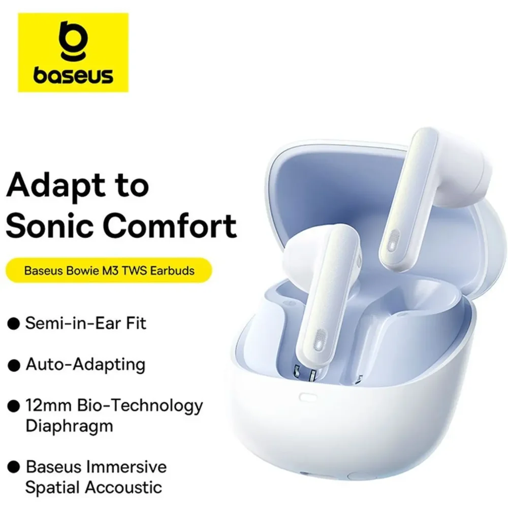 Baseus TWS Bowie M3 ANC Earbuds White BA.A00051900211-00.WT - Image 6