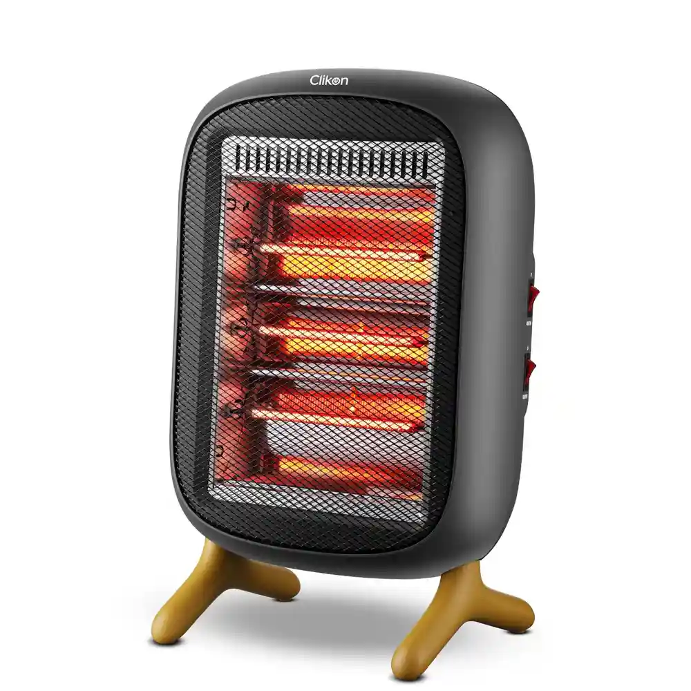 Clikon 1200W Red Tube Halogen Heater with 3 Heat Settings, Tip-Over Switch & Overheat Protection - CK4507