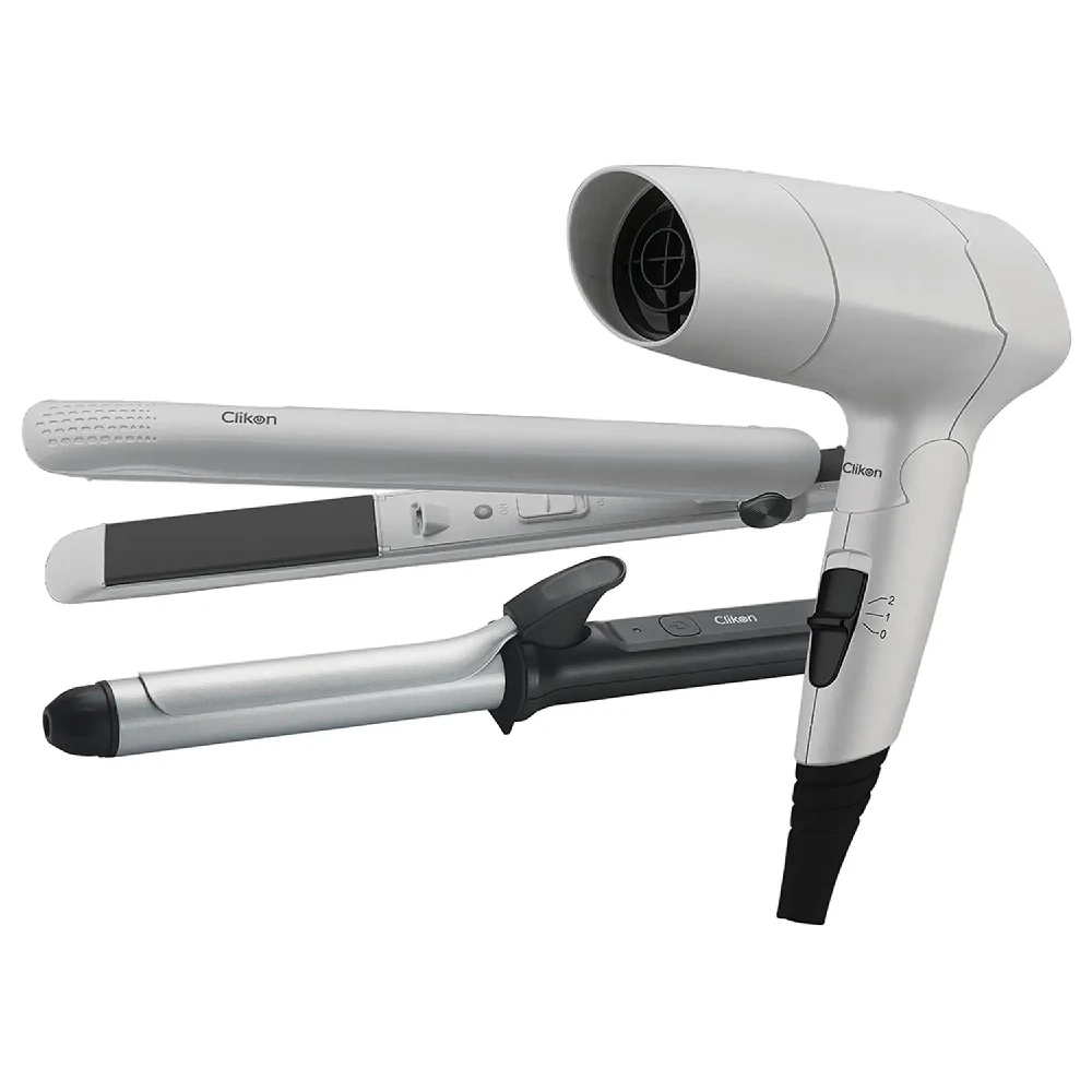Clikon Ultimate 3-in-1 Ladies Styling Kit with Hair Dryer, Hair Straightener & Hair Curler - CK3329