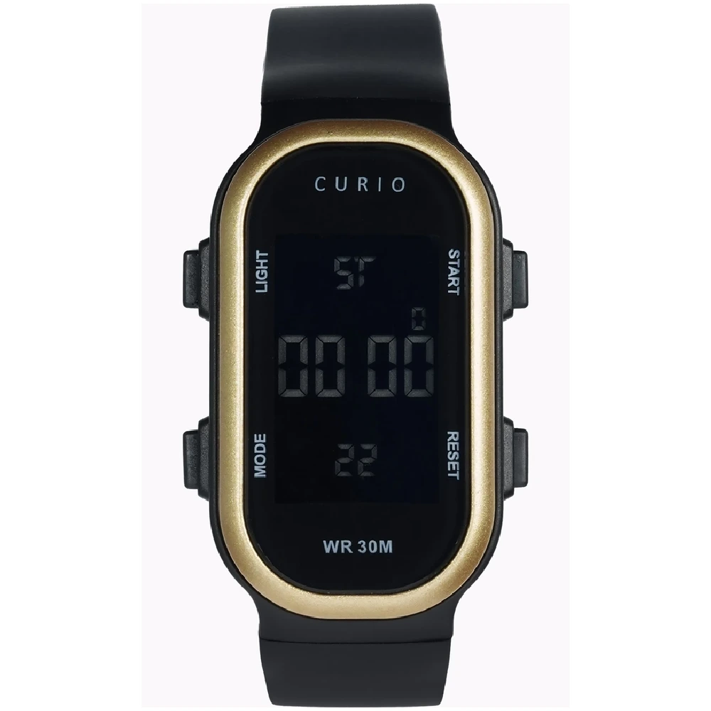 Curio Kids Digital Watch - 26mm Rose Gold ABS Case, Black Dial, Black Plastic Strap, 30m Water Resistant - CU-24207-2