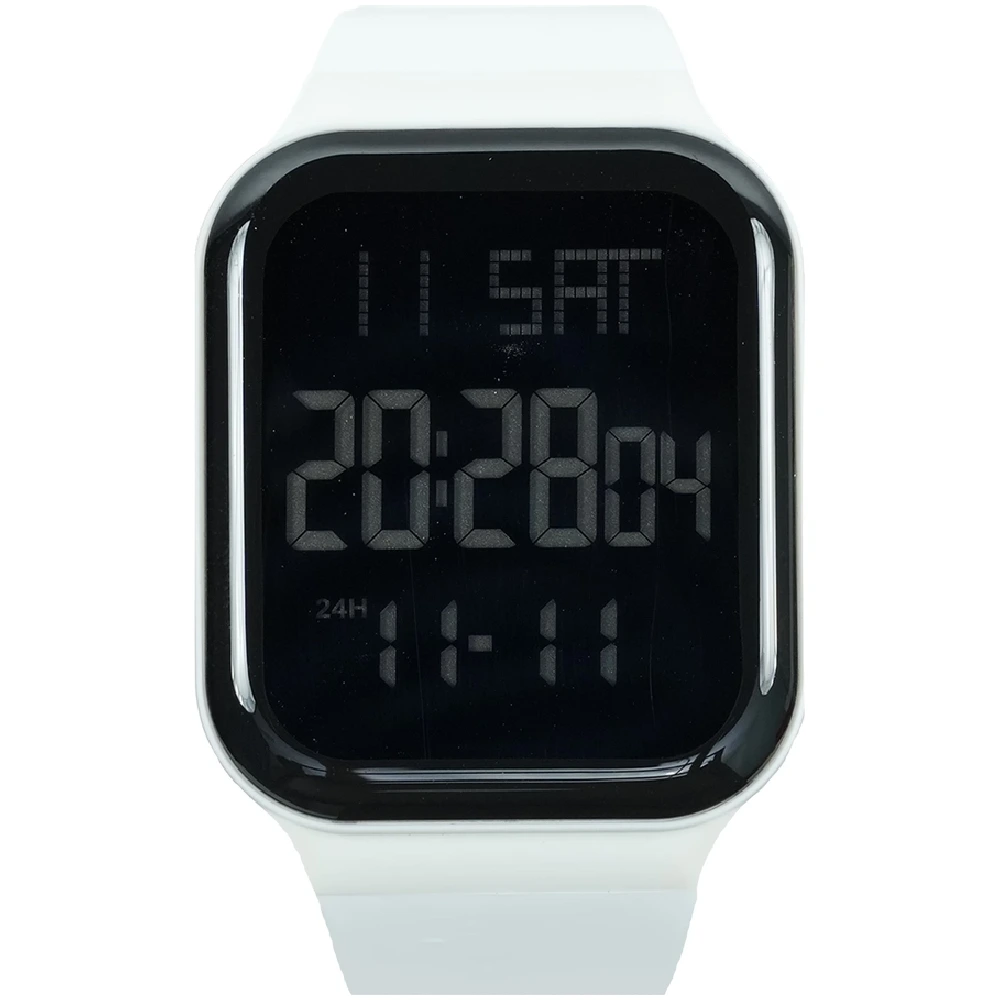 Curio Kids Digital Watch - 33mm Square Black ABS Case, Black Dial, White Silicone Strap, 30m Water Resistant - CU-2339LH-5