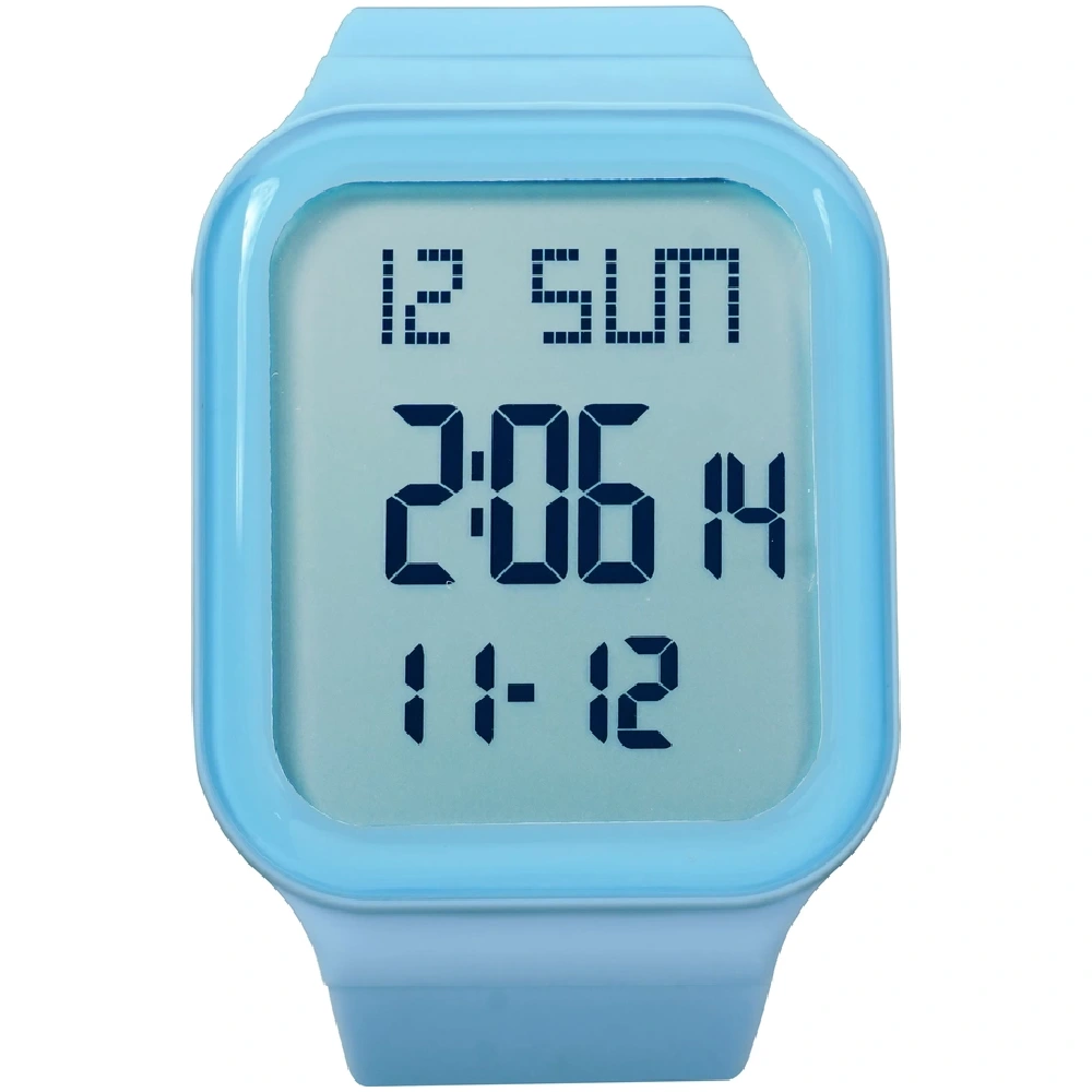 Curio Kids Digital Watch - 36mm Square Blue ABS Case, Grey Dial, Blue Silicone Strap, 30m Water Resistant - CU-2339L-4