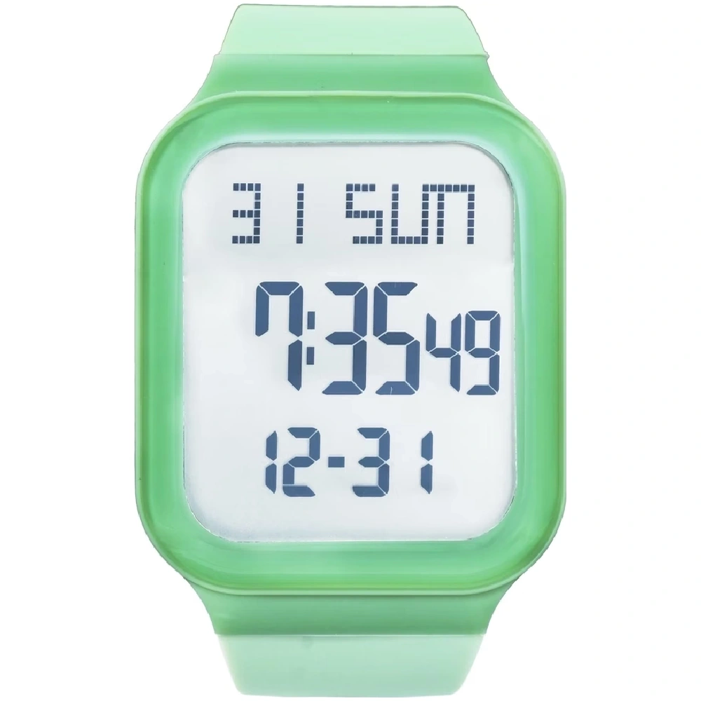 Curio Kids Digital Watch - 36mm Square Green ABS Case, Grey Dial, Green Silicone Strap, 30m Water Resistant - CU-2339L-5