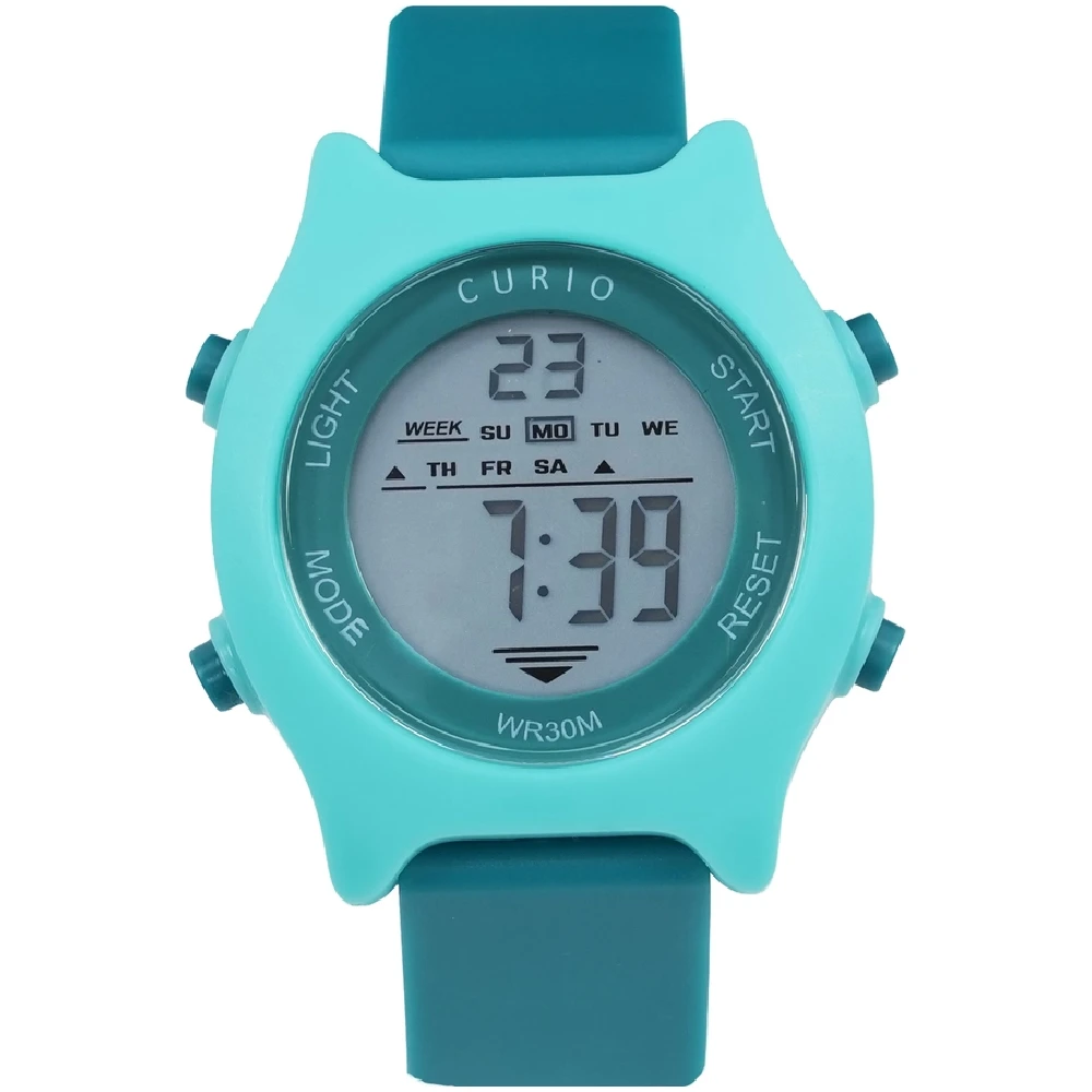 Curio Kids Digital Watch - 38mm Green ABS Case, Grey Dial, Green Plastic Strap, 30m Water Resistant - CU-2341L-5