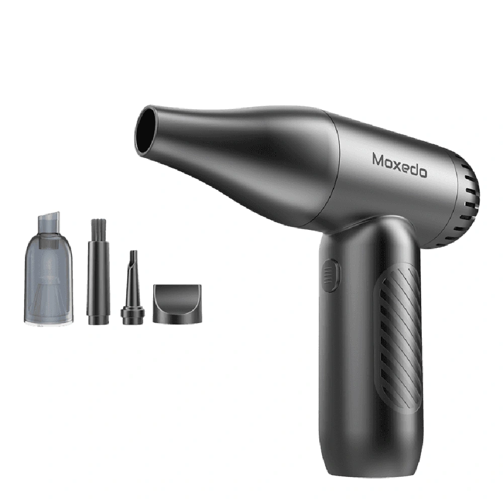 Moxedo 2 in 1 Turbo Cordless Air Duster & Vacuum Cleaner with 8000Pa Suction, 130000RPM Brushless Motor, 4 Speed Modes, USB-C Rechargeable Cleaning Blower for Electronics, Car & Home, Black, MX-VAD013