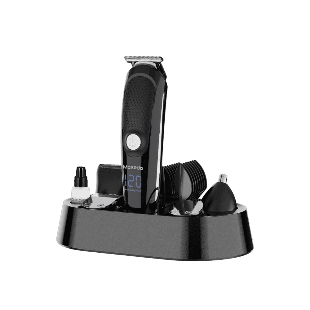 Moxedo 5 in 1 Rechargeable Cordless Hair Trimmer & Grooming Kit with Stainless Steel T-Blade, IPX6 Waterproof, 120 Minutes Runtime, USB-C Charging for Hair, Beard, Face & Nose, MX-HT012