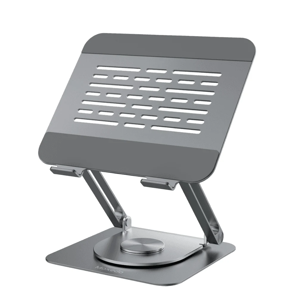 Moxedo Aluminum Laptop & Tablet Stand with 360 Degree Rotating Base, Adjustable Height & Angle, Foldable Ergonomic Stand for 10 to 17.2inch Devices, MX-FLS025