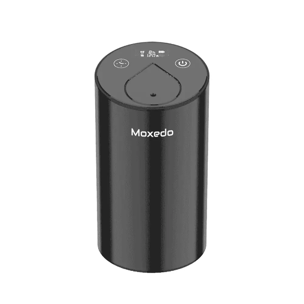 Moxedo Essential Waterless Nebulizing Aroma Diffuser with Rechargeable 2400mAh Battery, 4 Scent Modes, 4 Timer Settings, USB-C Charging, Portable Essential Oil Diffuser, Black, MX-EAD011