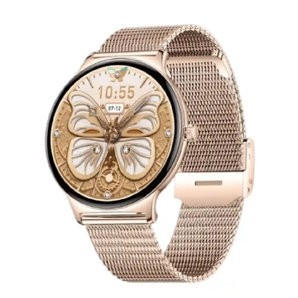 Moxedo Glory Smart Watch with 1.43 Inch AMOLED Display, Steel Mesh Strap, Bluetooth 5.0, 120+ Sports Modes, 100+ Watch Faces, IP67 Water Resistant, Rose Gold - MX-SW012-RG