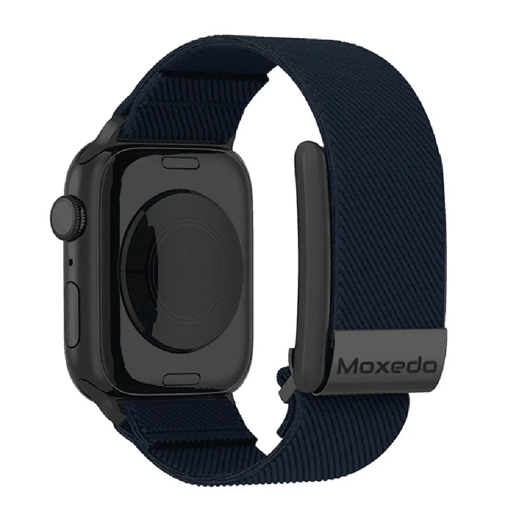 Moxedo Hybrid Fit-Weave Nylon Braided Adjustable Replacement Band for Apple iWatch & Whoop 4.0, Breathable, Blue Strap - MX-FW012-BL