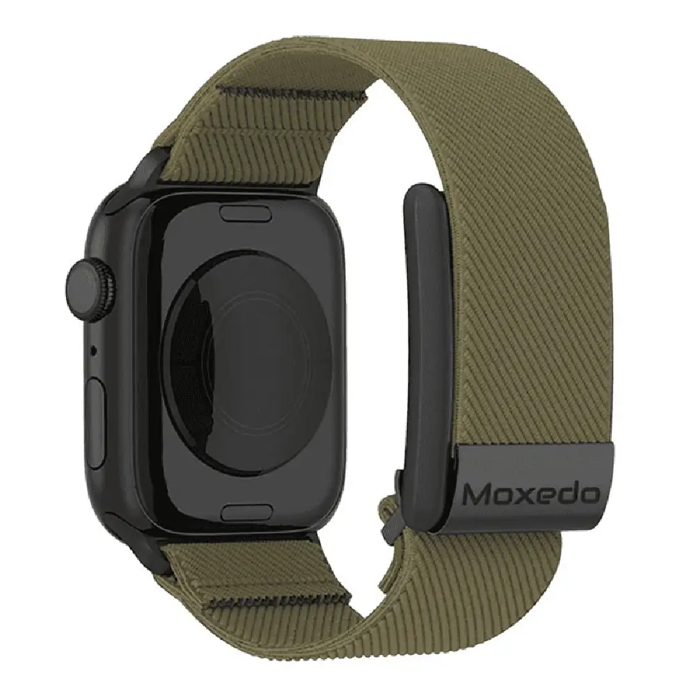 Moxedo Hybrid Fit-Weave Nylon Braided Adjustable Replacement Band for Apple iWatch & Whoop 4.0, Breathable, Green Strap - MX-FW012-GN