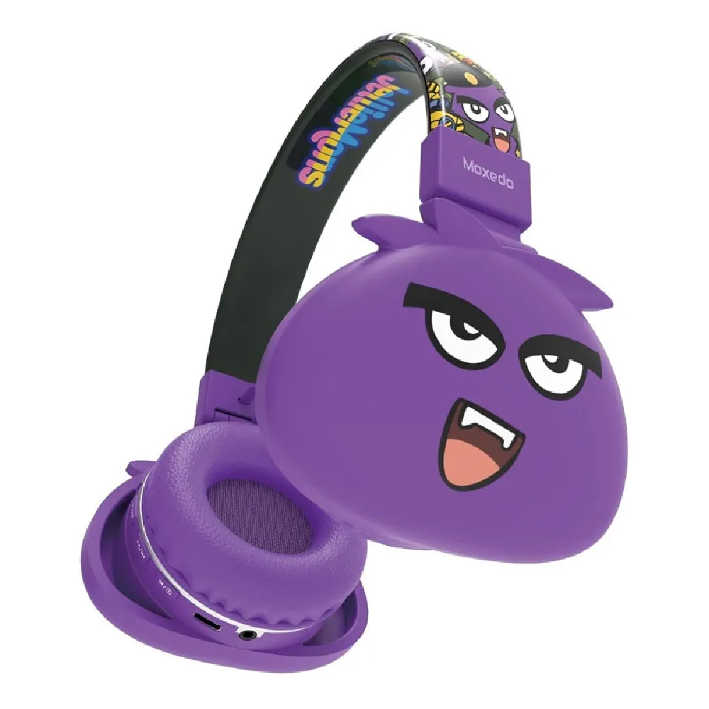 Moxedo Junior Koda Wireless On-Ear Headphones for Kids with Built-in Microphone, 90dB Volume Limit, Bluetooth, Foldable & Adjustable, Purple, MX-WH015