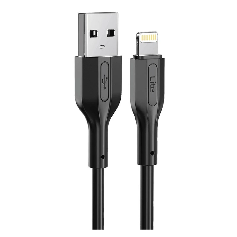 Moxedo Lite USB-A to Lightning Fast Charging & Data Sync Cable, 1m, Black, MX-LC030-BK