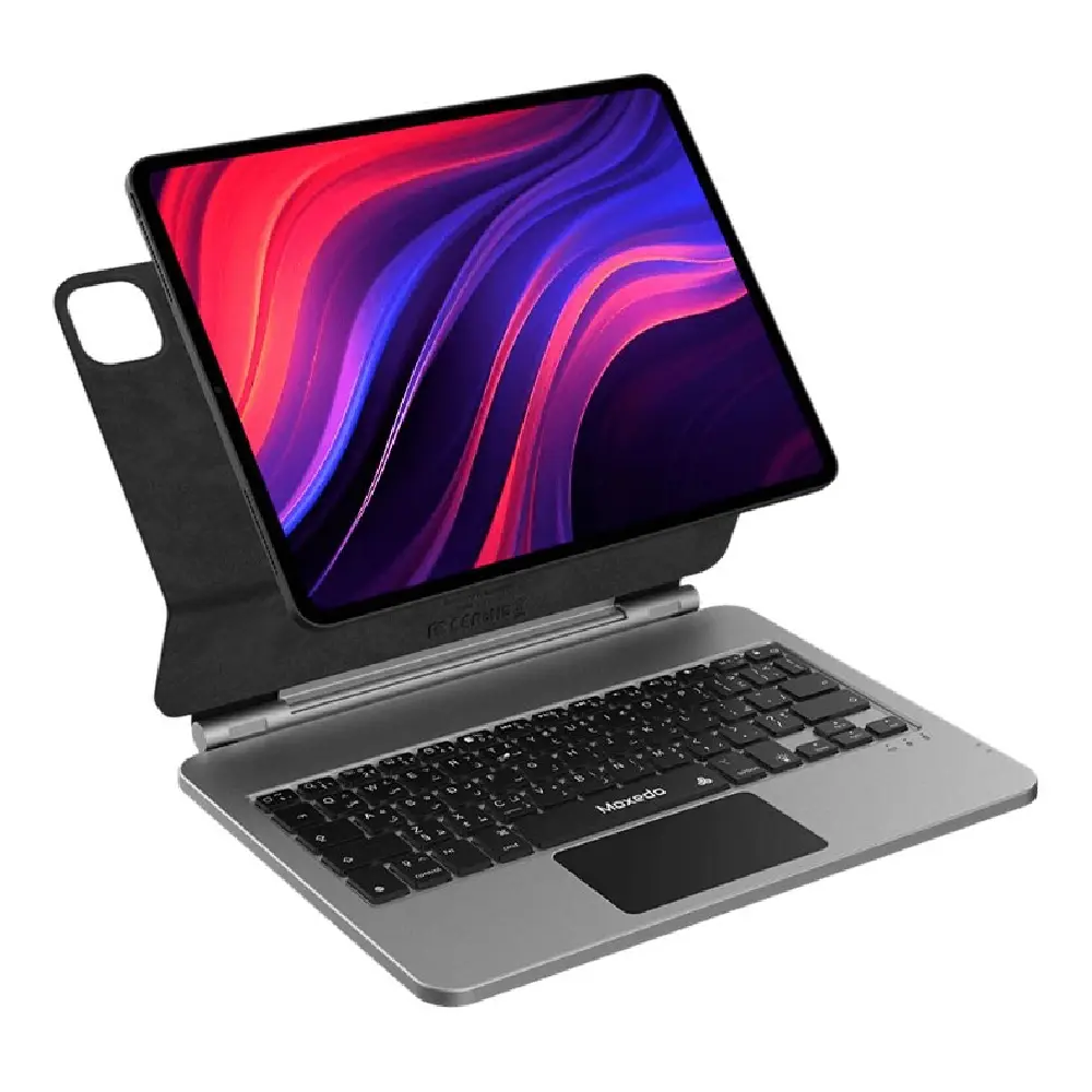 Moxedo Magic Wireless Keyboard with Smart Multi-Touch Trackpad, RGB Backlit, USB-C Charging, Leather Case for iPad 11 Pro (2024), Grey, KB011-11PR