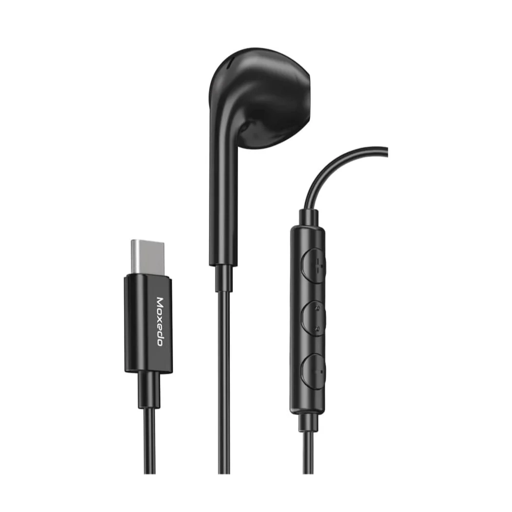 Moxedo Mono Stereo Type-C Earphone with In-Line Mic & Remote, Black - MX-STE013