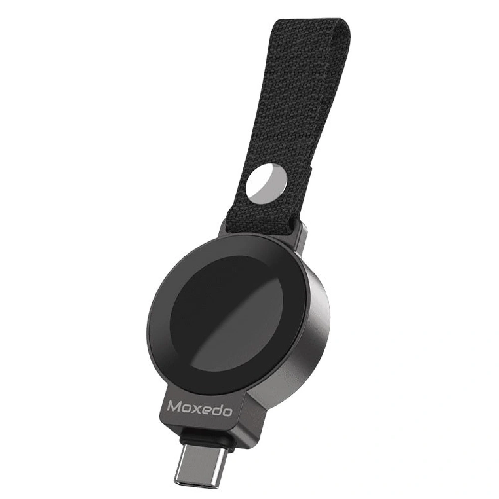 Moxedo Portable Wireless Magnetic Watch Charger with USB-C Connector and Braided Lanyard for Apple Watch Series 10,9,8,7,6,5,4,3,2,1,SE,Ultra, Black - MX-SWC013