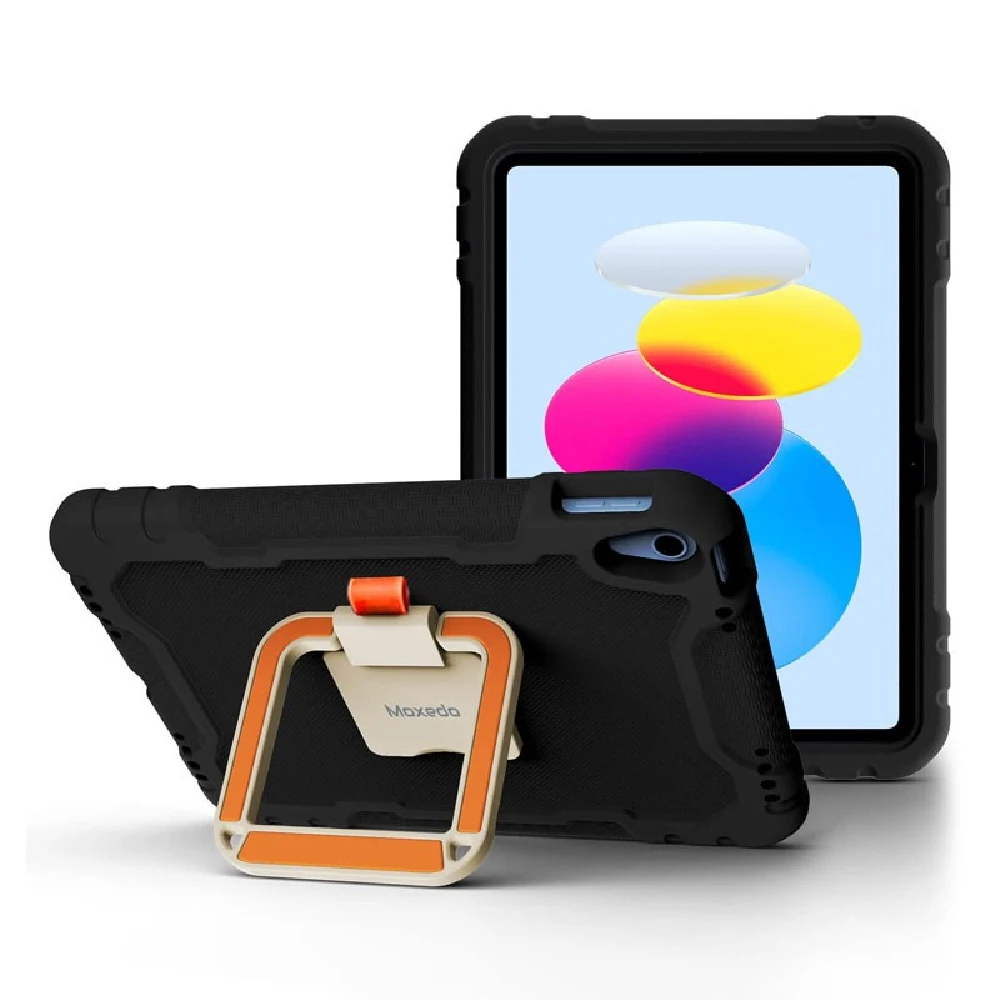 Moxedo Rugged EVA Silicone Kids Case with 360 Degree Rotating Stand, Handle Grip & Pencil Holder for Apple iPad 10.9inch (10th Gen), Black, MX-RPC012-BK