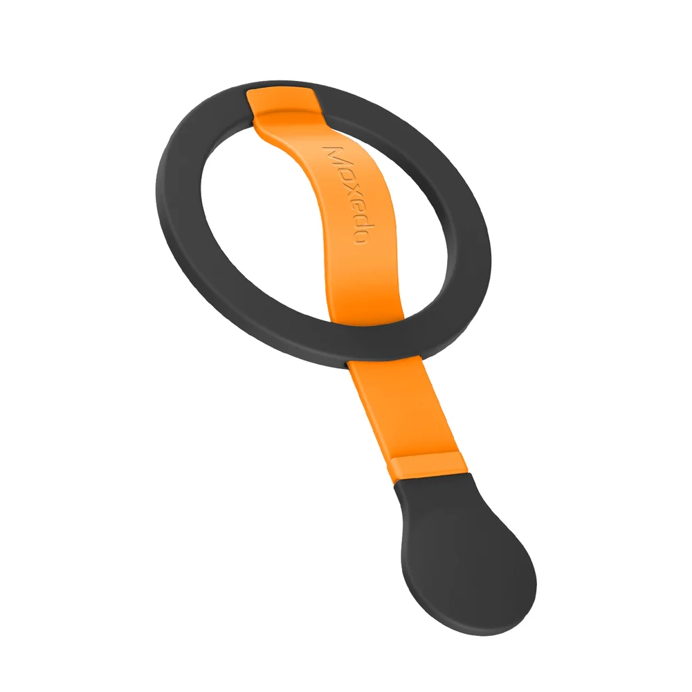 Moxedo Snap-On Magnetic Phone Grip with N52 Neodymium Magnets, Soft Silicone Grip, Adjustable Strap, Double-Sided Magnetic Design, Orange - MX-DSR021-OR