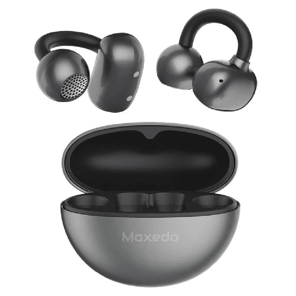 Moxedo True Wireless Open-Ear Earbuds S8 with Bluetooth 5.4, ANC & USB-C Charging Case, Gray - MX-TWS017-GY