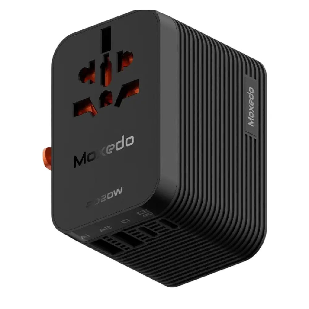 Moxedo Universal Plug+ 20W GaN Travel Adapter with Multiple USB Charging Ports, Black - MX-TA027